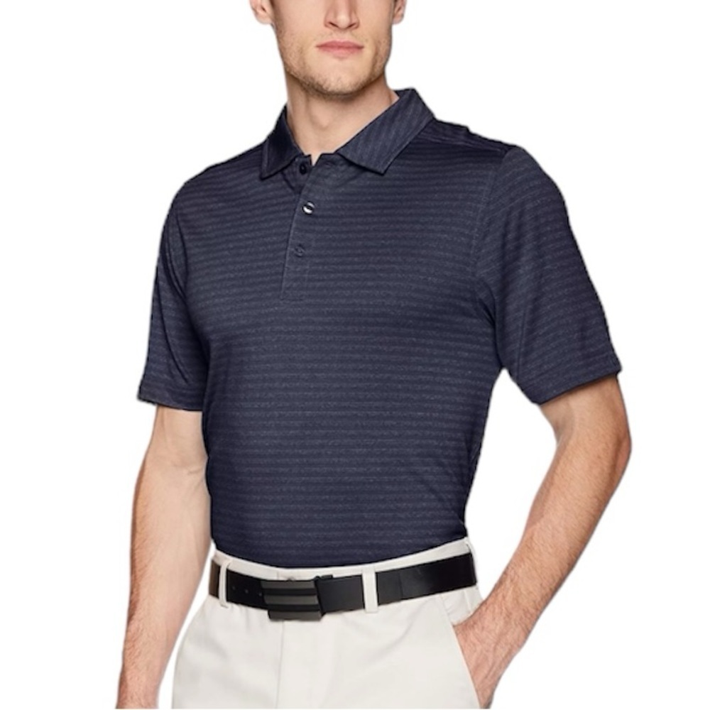Cutter & Buck Men’s Moisture Wicking Textured Blue Stripe Polo Shirt Size Small